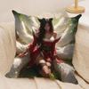 NineTailed Fox Girl Cushion Cover Silky Short Plush Invisible Zipper Dustproof Sofa Pillow Case for Home Decor
