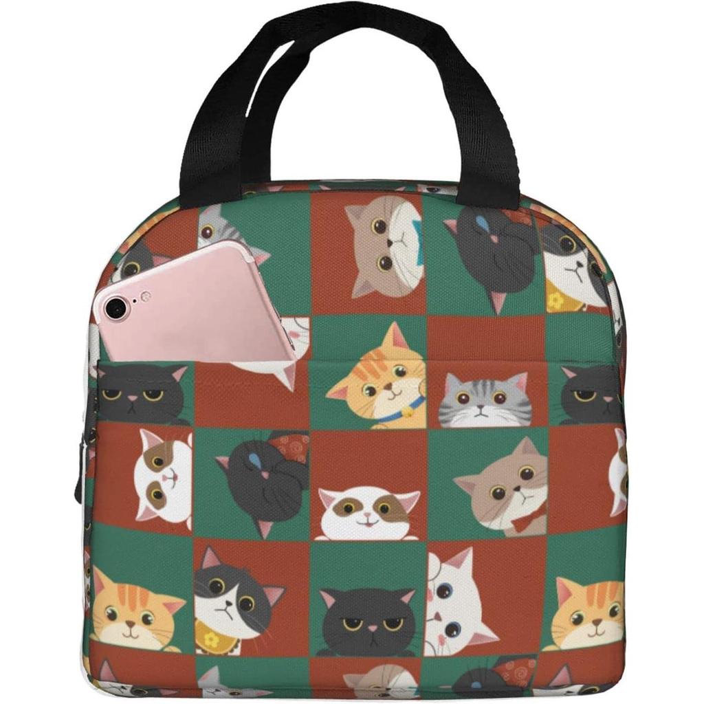 Cat Lunch Bag Kids Cute Insulated Cat Lunch Box for Girls Women Men Reusable Lunch Tote for Office Work Picnic Hiking