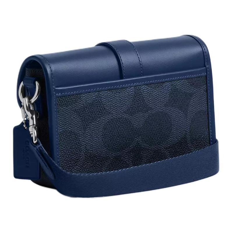 Coach 19 Magnetic Snap Multifunctional Pocket, Artificial Leather and Cowhide Leather, Crossbody Bag, Small Size, Women's Blue