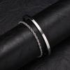 Men's 2pcs Set Simple Fashion Cuban Snake Link Chain Bracelet Stainless Steel Open Cuff Bangle Punk Hip Hop Jewelry Set Gifts
