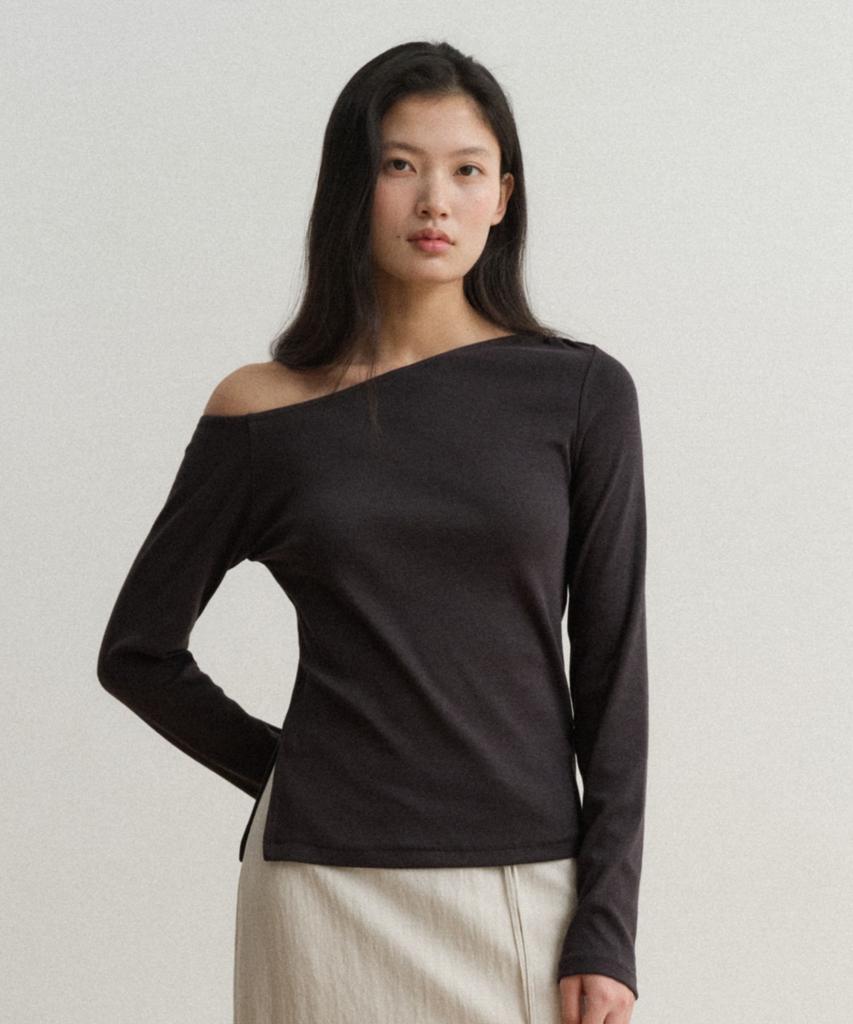 TOWAV Yan Off Shoulder Tee_Charcoal