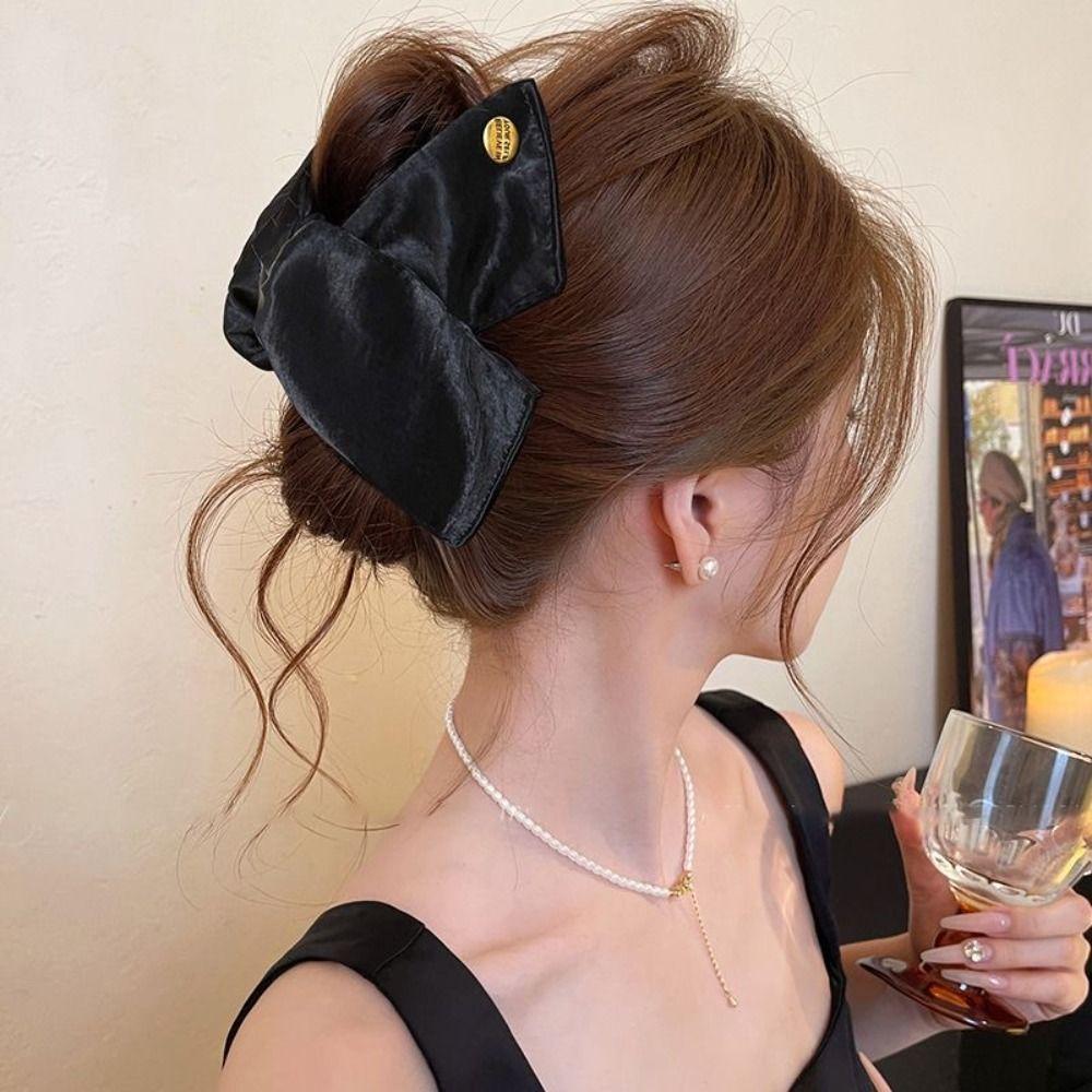 Creative Polka Dot Cloth Triangle Hair Claw Heart Bowknot Bow Hair Clip Fabric Headdress Pearl Hairpin Girl
