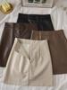 Autumn/Winter 2023 Women's PU Leather A-Line Skirt - High Waist, Slim Fit, Knee-Length, Casual Korean Style