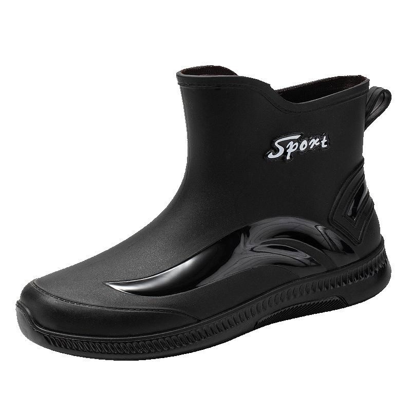 Water shoes men's rain shoes non-slip waterproof shoes fleece rain boots closed rubber shoes short rubber shoes men