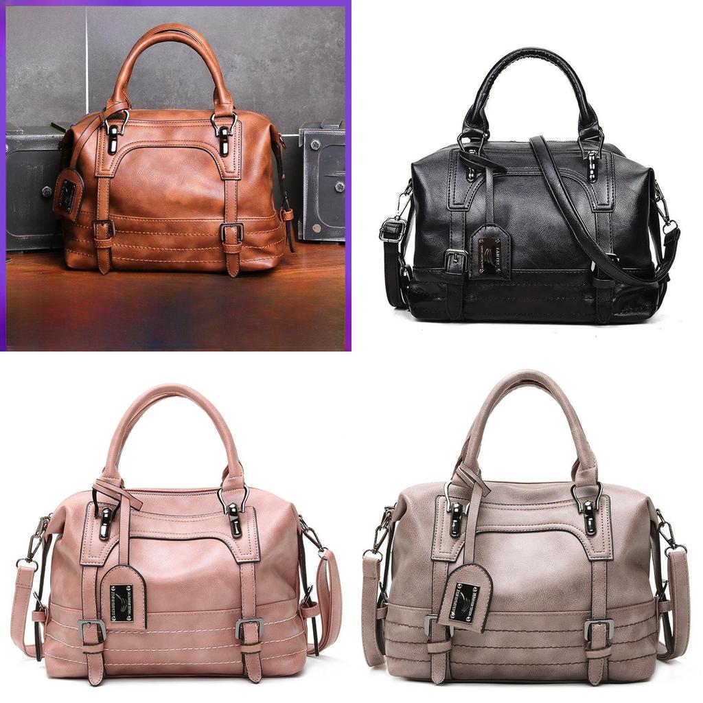 Pu Boston Tasche für Damen mit robustem Reißverschluss und Innentaschen für den täglichen Gebrauch