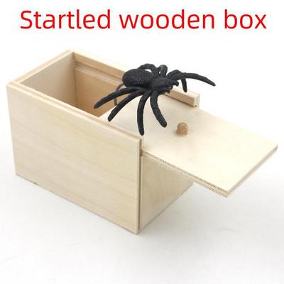Scary Wooden Prank Box with Spider, TikTok Spoof Toy, Bug Surprise