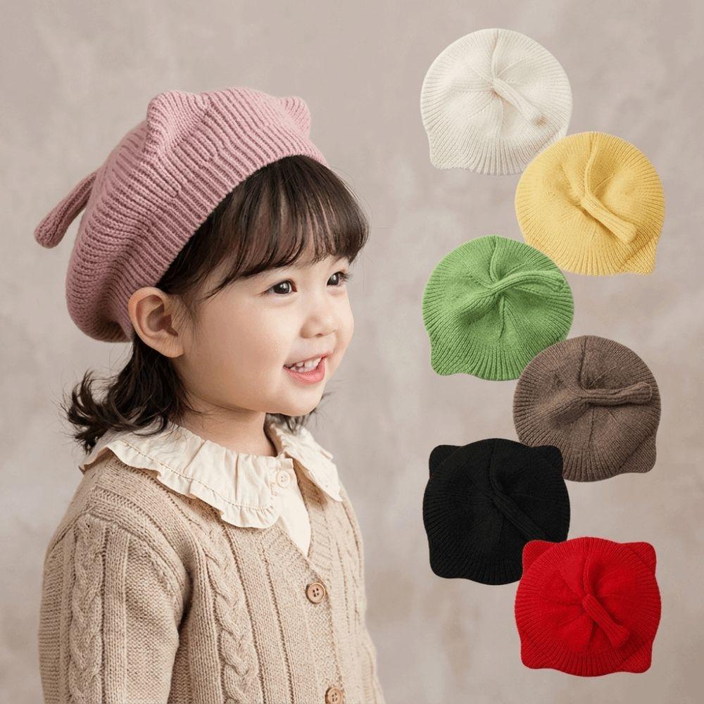 Cartoon Cat Ear Kids Beanie Hat Korean Style Toddler Beret Cap Cat Ear Beret Birthday Holiday Gift
