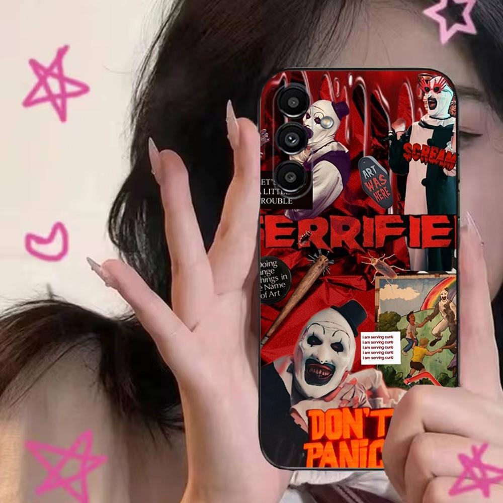 T-TerrifierS Art the Clown Phone Case For Samsung S24,S21,S22,S23,S30,Ultra,S20,Plus,Fe,Lite,Note,10,9,5G Black Soft Cover
