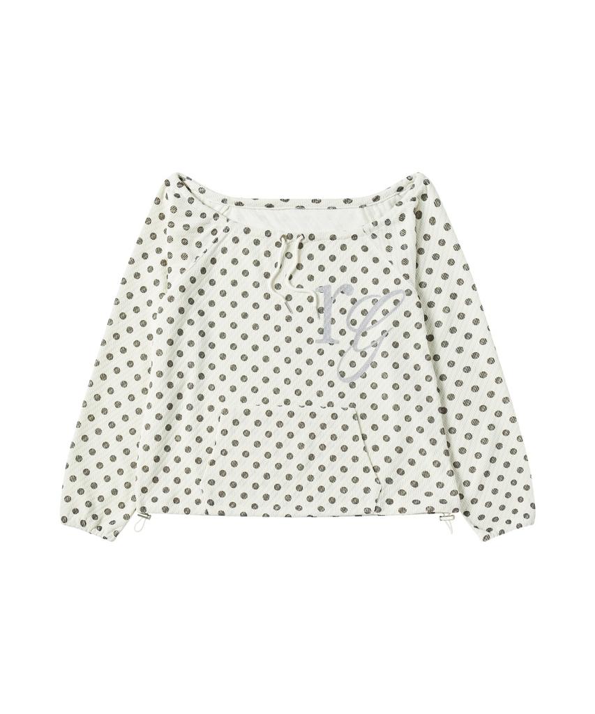 Loginaenloji Dotted Pocket String Point Long Sleeve Cream Charcoal