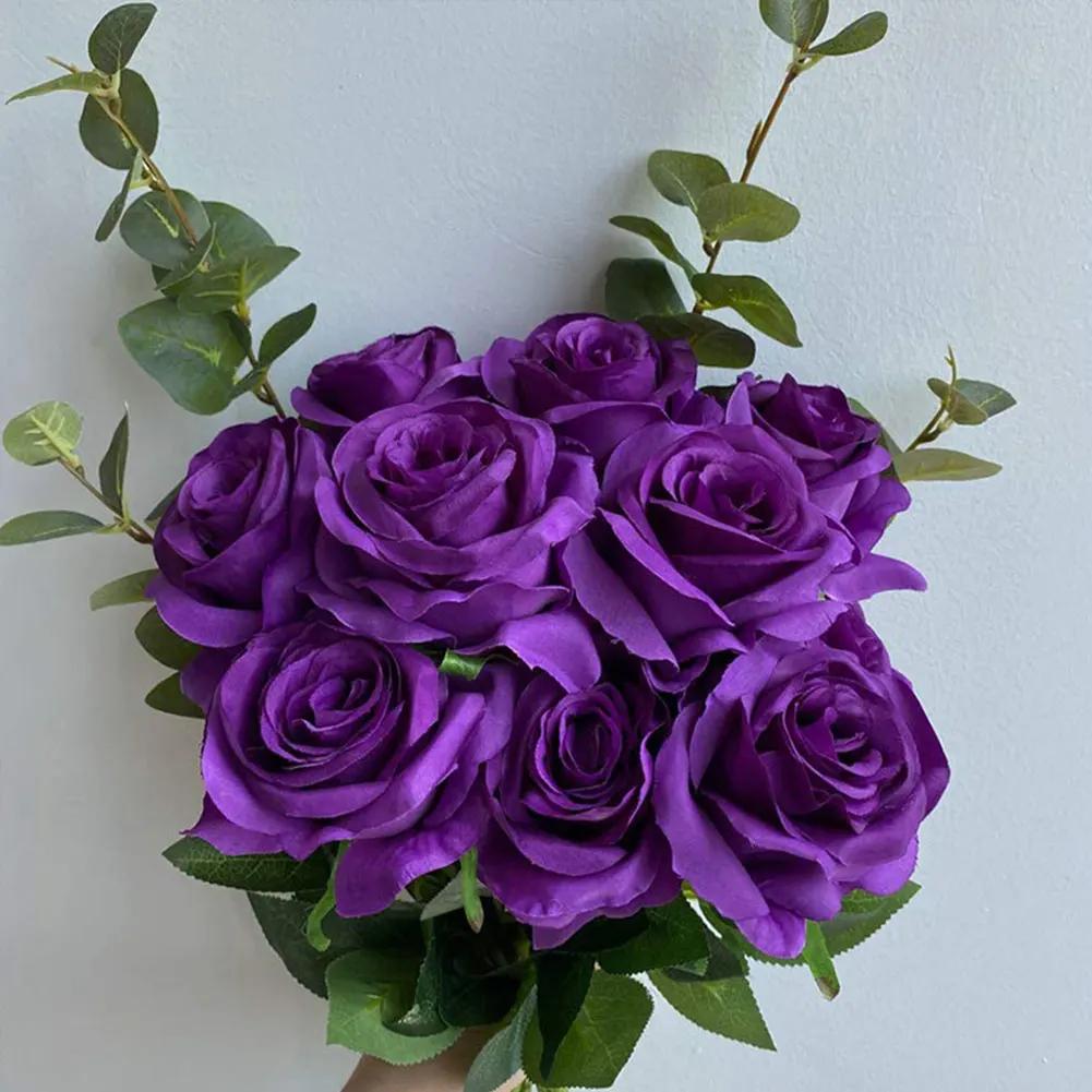 1 Stück Realistischer Rosenstrauß mit künstlichen Stielen Seidenrosen Blumiger Hochzeitsstrauß für Tischdekoration Heimpartydeko