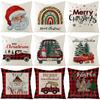 Christmas Pillow Case Red and Black Plaid Christmas Tree Snowflake Polyester Series Printed Sofa Cushion