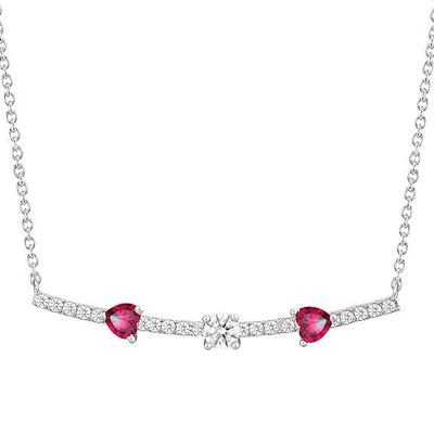 Round Shape White & Heart Shape Red Solitaire Cut Crystals Cubic Zirconia Diamond Necklace Pendant Charm For Women And Girls With Extendable Chain