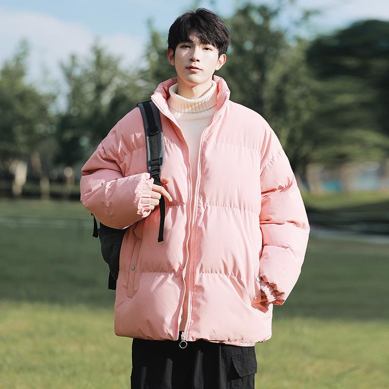 

Winter Hong Kong Style Stand-up Collar Bread Suit Men Wear Double-sided Loose Cotton Coat Student Couple Outfit Casual Simple Cotton Jacket Jacket M
