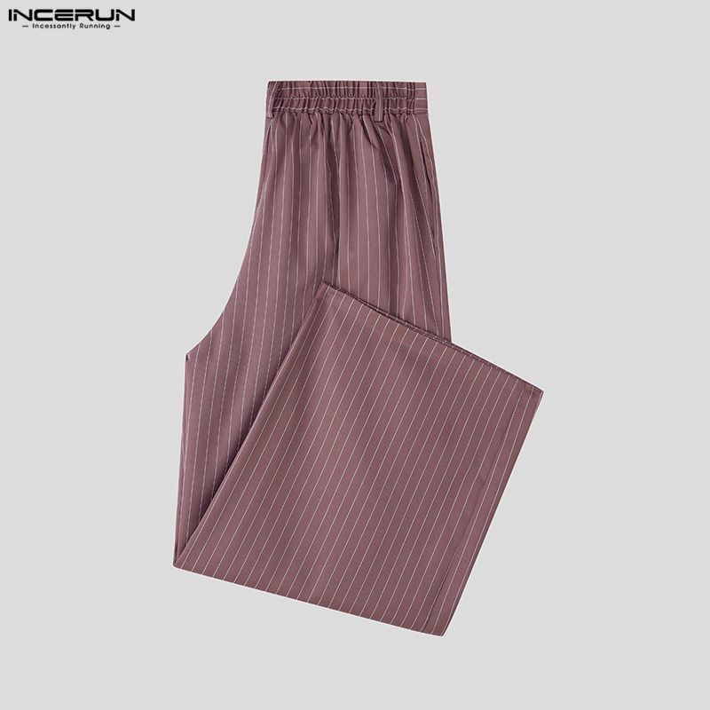 INCERUN Two Pieces Sets Men Casual Sleeveless Striped Tank Tops and Long Pants Trousers Outfits