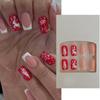 S.A.V.I 24 PCs Long Square Christmas Nail Art - Red & White Santa & Festive Tree Design | DIY French Manicure Fake Nails | Natural-Look Extensions