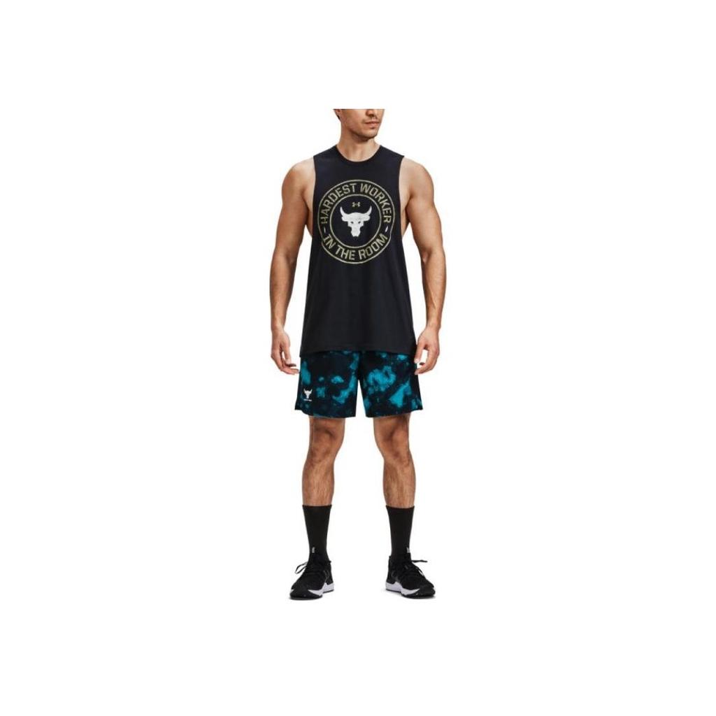 Under Armour Johnson Series Project Letter Print Crew Neck Sleeveless Training Tank Men Tops Black 1370492-001