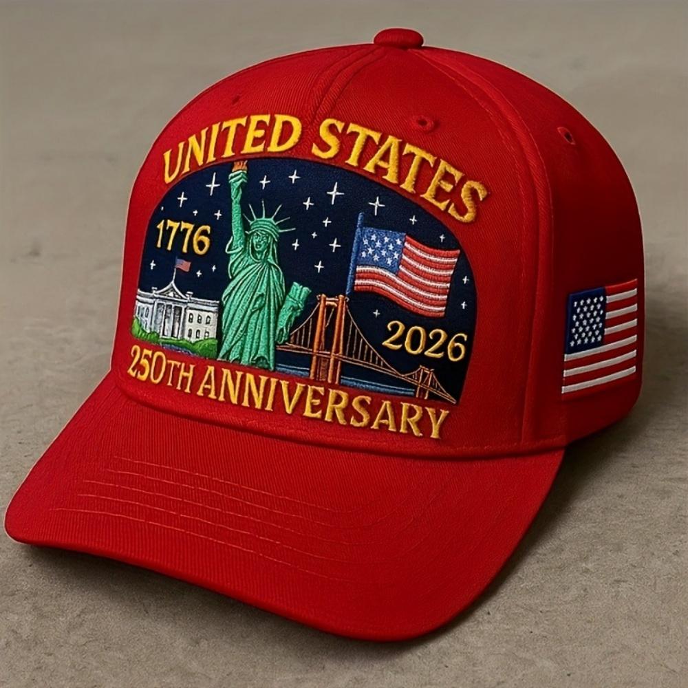 US 250th Anniversary Cap Breathable Patriotic Baseball Caps Flag Statue of Liberty 1776-2026 Embroidered Hats Trucker Hat