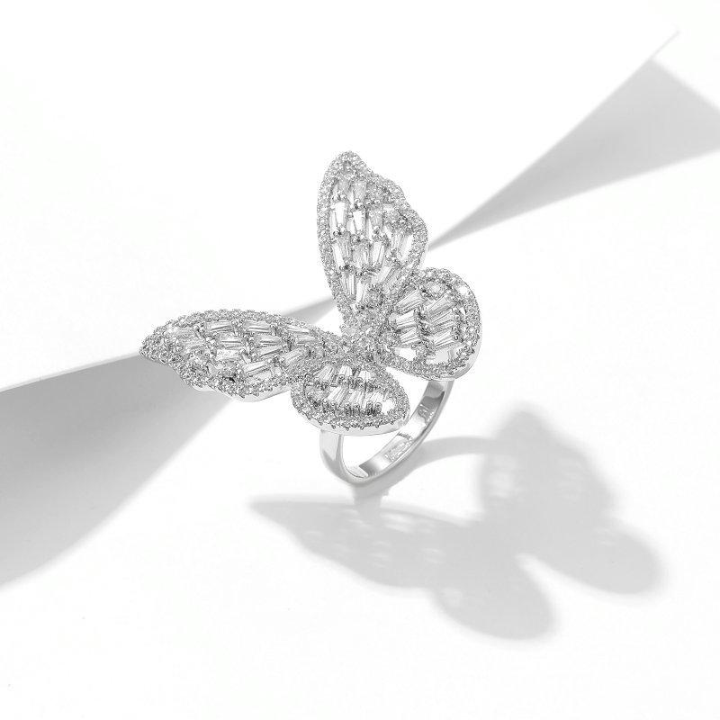 

Новый модный нишевый темпераментный дизайнерский супер фея темперамент открытый указательный палец кольцо бабочка серьги-гвоздики комплект ювелирных изделий