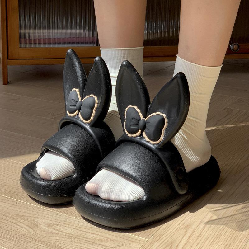 Fashion New 2024 Summer Platform Shoes Woman Cute Butterfly Rabbit Ear Slippers Girls Home Bathroom Slides Anti-slip Street Sandals