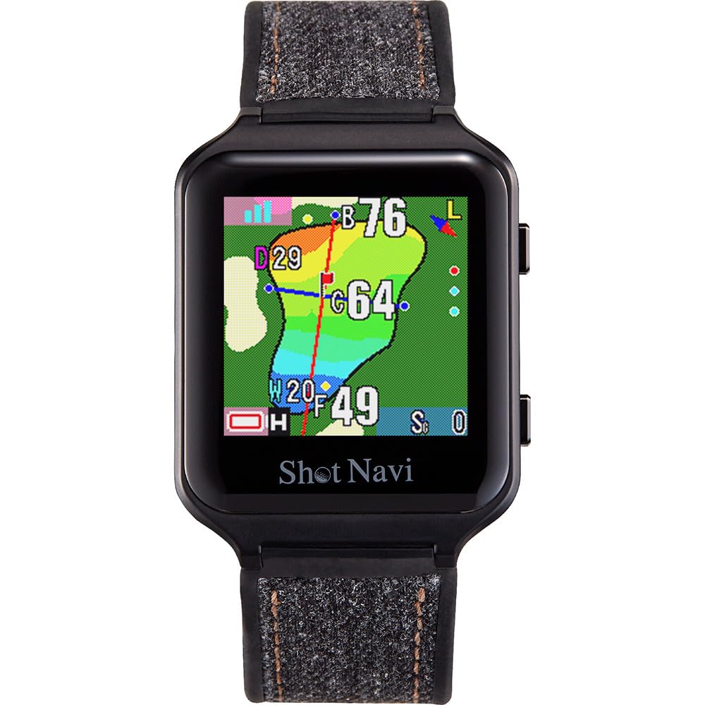 Shot Navi AIR EX 20g Touchscreen GPS Watch with M10 GPS Made In Japan Certified GPS Golf Navigation Golf and Competitive Use (Black) Ultra-lightweight