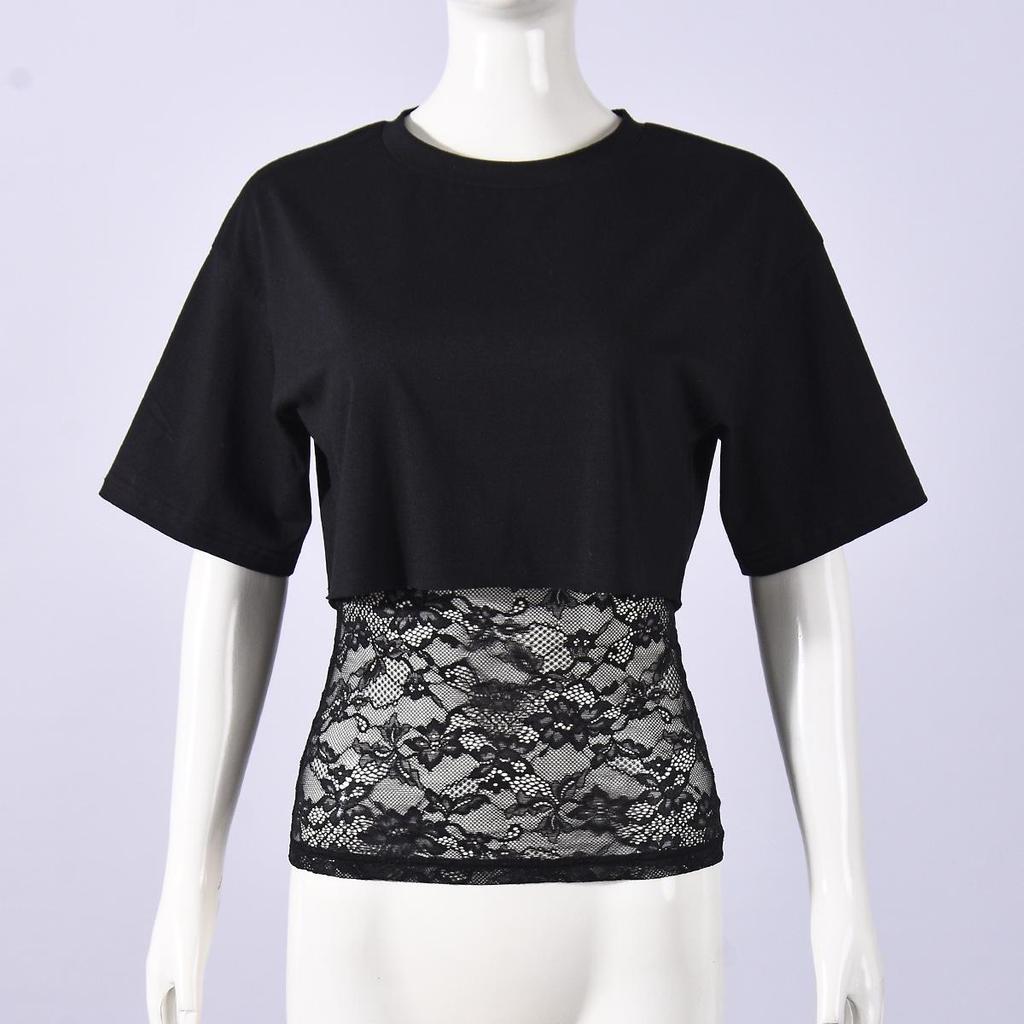 Autumn 2025 European & American Loose Cropped Elastic Round Neck Women's Two-Piece Top