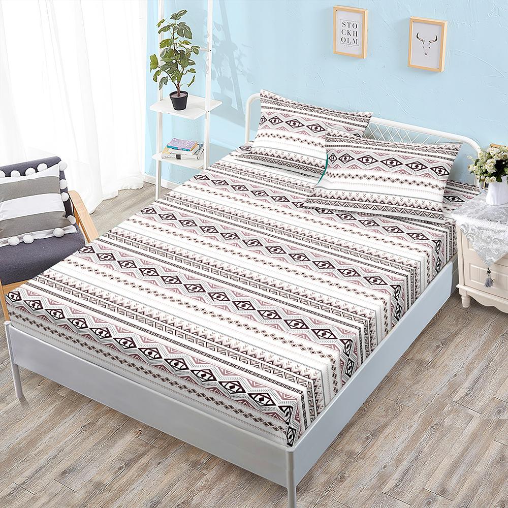 Three-Piece Mattress Mattress Cover Bohemian Simple Striped Wind Mattress Protective Cover