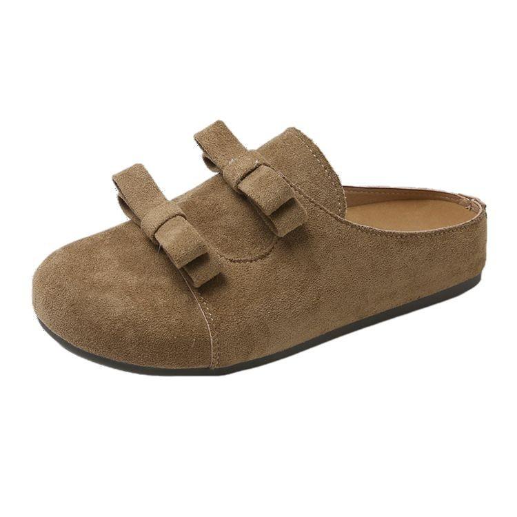 Baotou Half Slippers Women's Summer Wear 2025 New Bow One Pedal Muller Casual Flat-bottomed Cool Slippers Women