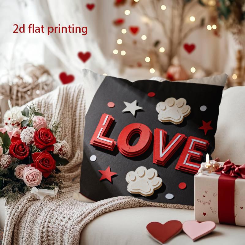 Love Paw Print Decorative Throw Pillow Cover Pattern Cushion Cover Suitable for Sofa Bedroom Car Pillow Cover