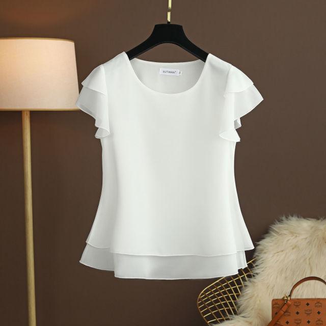 Women Summer Blouse Loose Oversized Short Sleeve O Neck Shirt Female Tops