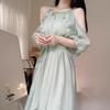 French cold feeling small daisy off-the-shoulder suspender dress women's summer new temperament socialite style loose medium and long dress