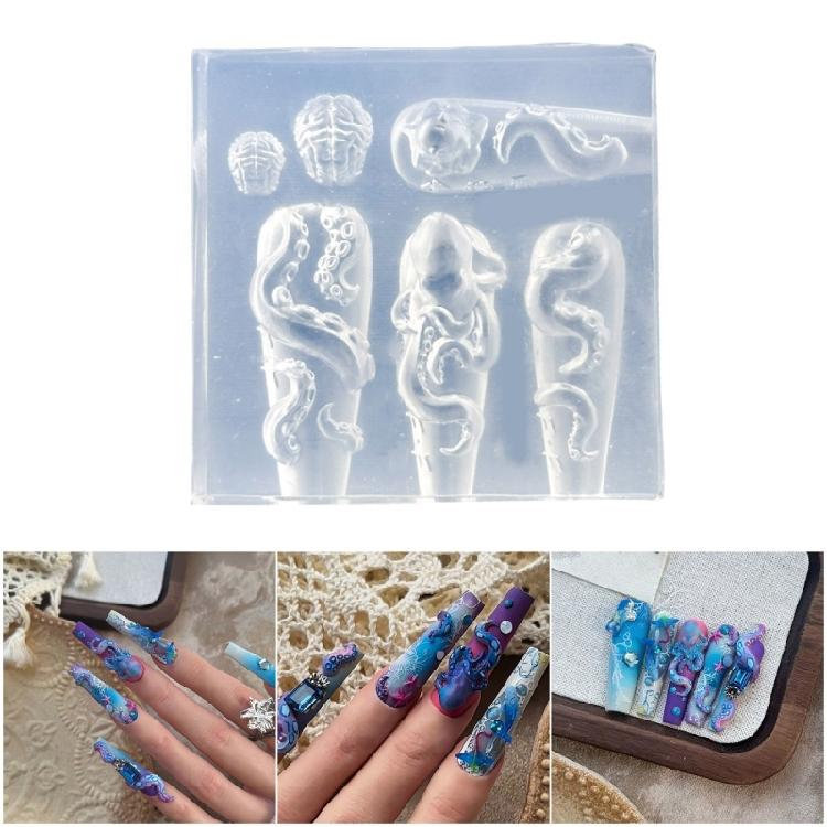 Professional Grade Transparent Nail Silicone Mold With Intricate Octopus Detailing Manicure Mould For Creative Accessories