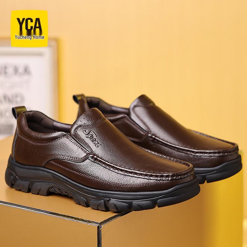 YCA Men s Leather Business Casual Slip-on Shoes J1667 38