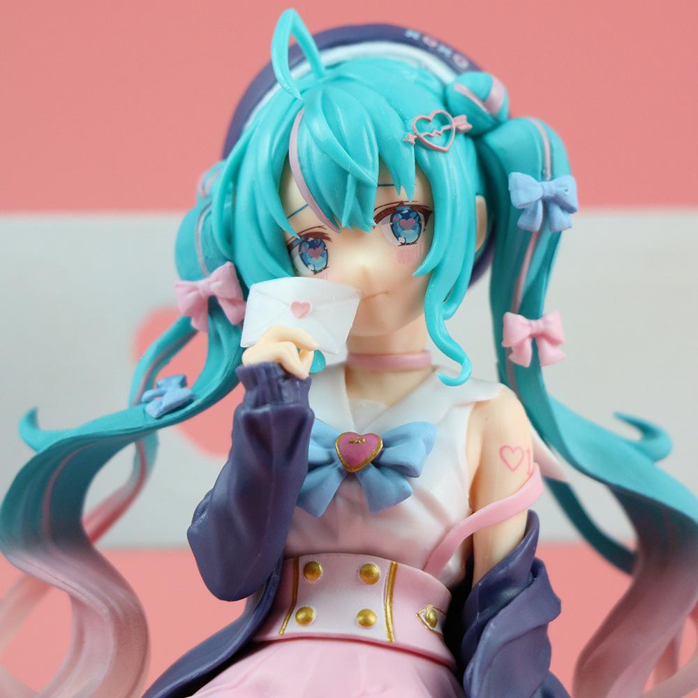 Hatsune Miku Cute Sitting Beauty Girl Ornament Car Ornament Instant Noodles Maker Computer Case Decoration Ornament