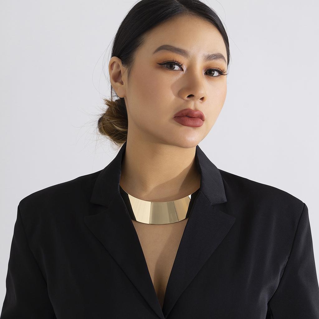 Hip-Hop Personality Metal Glossy Collar, Punk Style Personality Geometric Collarbone Necklace For Women