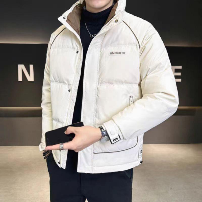 Fashion casual winter stand-up collar down jacket men's new short casual duck down cold and warm jacket cotton jacket