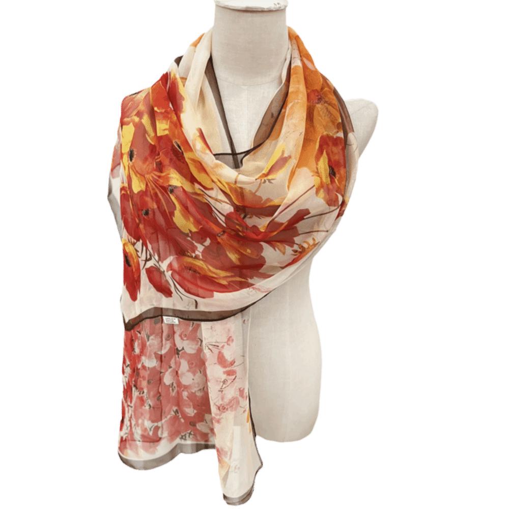 Embroidered Silk Scarf Breathable Long Wraps Summer Beach Shawl  for Women