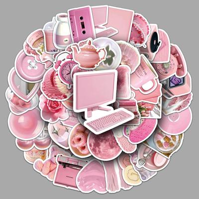 50 Rosa Nordische Cartoon Planer-Aufkleber, Wasserdichte DIY Notizbuch-Seiten, Geburtstagsgeschenk