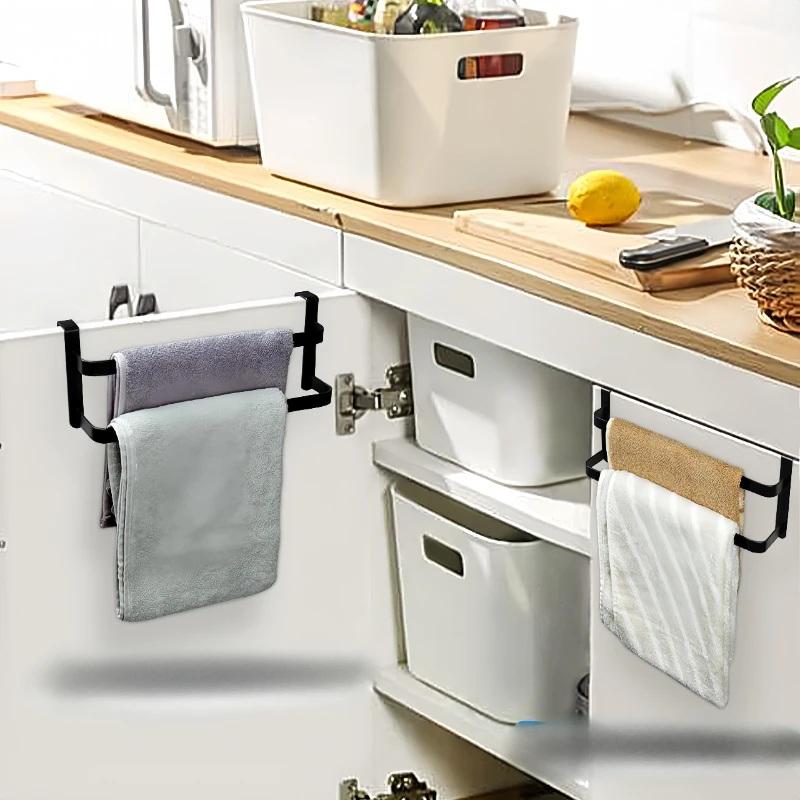 Doppellagiger Handtuchhalter aus Schmiedeeisen zur Anbringung über der Tür, platzsparende Aufbewahrungslösung mit zwei Stangen für Küchen-/Badezimmerhandtücher