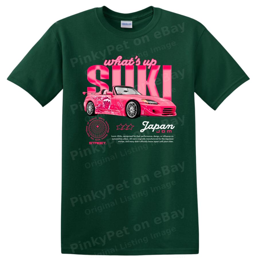 Pink Car Graphic T Shirt Cool Suki Design Casual Tee for Car Enthusiasts
