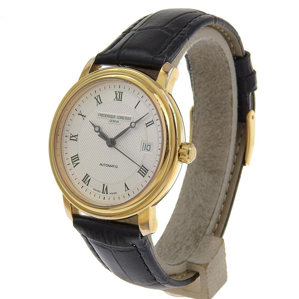 FREDERIQUE CONSTANT Date Watches FC-303/31X3P4/5/6 Back schedule SilverDial Plated Gold/Embossed Leather Mechanical Automatic mens Used