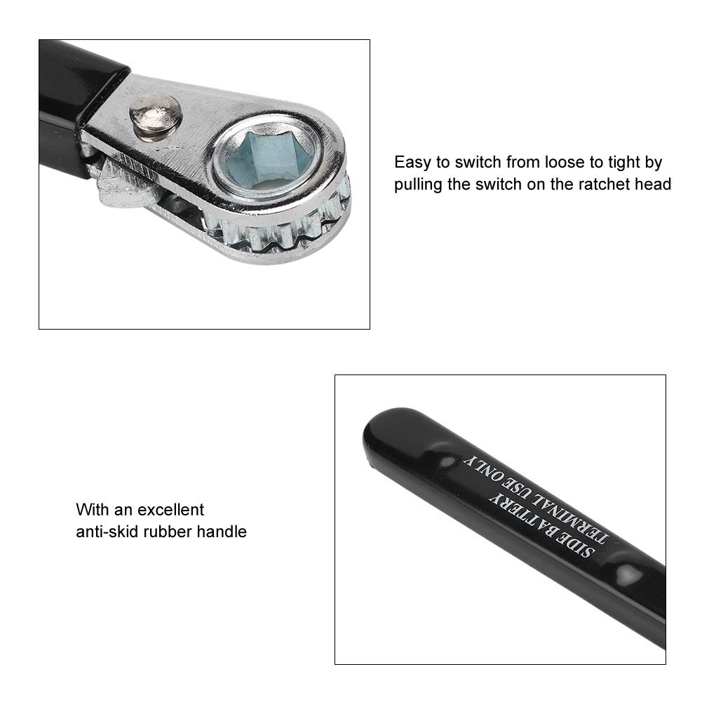 Akozon Terminal Wrench Side Terminal Ratchet Wrench 5/16" 6 Point and Insulated Handle