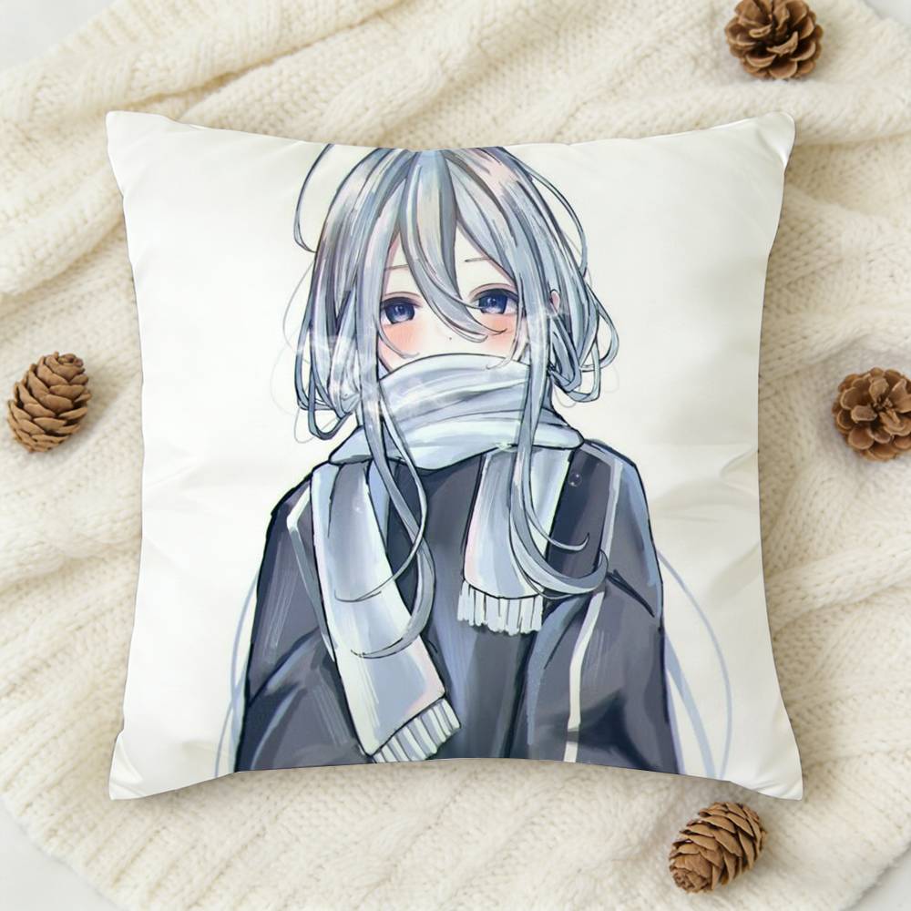 Yoisaki Kanade Cartoon Style Doublesided Printed Square Decorative Cushion Cover for Sofa Living Room Home Decor