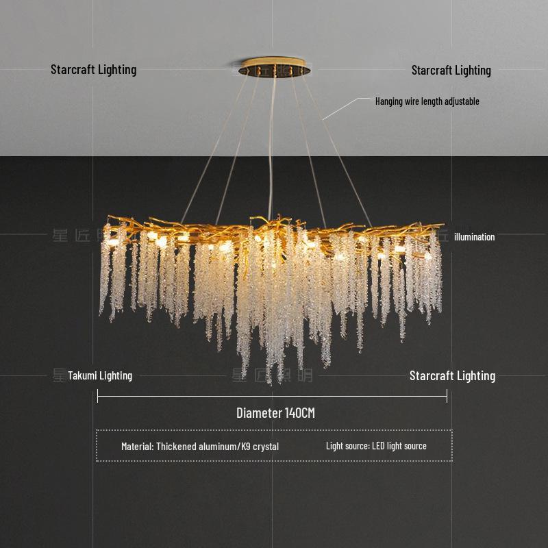 Star Crafts Luxury Crystal Chandelier with Octagonal Beads & Tassels for Living Room, Dining Room, Bedroom