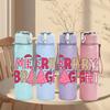 1PC Merry Bright Letter Art 750ml Color Plastic Sports Water Bottle Leakproof Flip Straw Lid Suitable for Sports Office Home Use