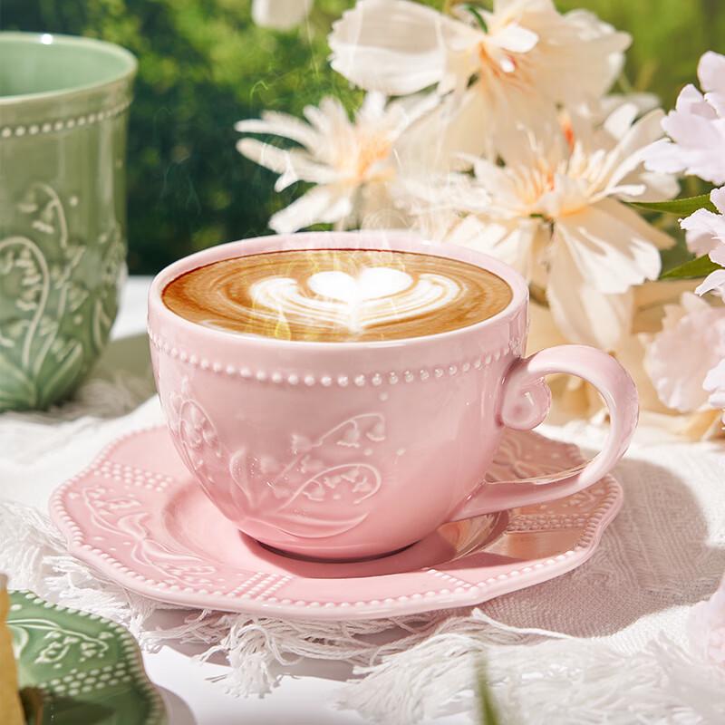 Lily of the Valley Embossed Ceramic Mug and Saucer Set