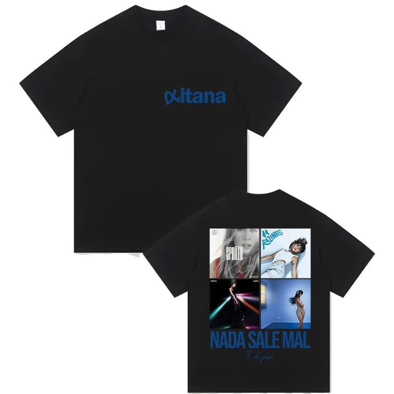 Zangeres Aitana Cuarto Azul Tour 2025 Print T-shirt Unisex Dames Hip Hop Fans Kleding Korte Mouw T-shirts Tops Puur Katoen T-shirt