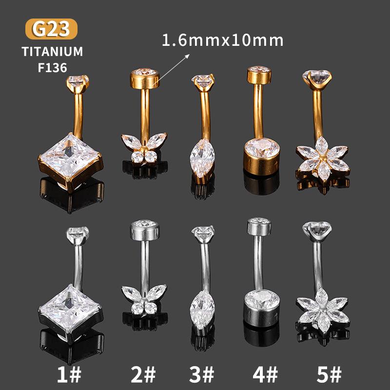 Trendy G23 Titanium Zirconia Curved Barbell Navel Ring