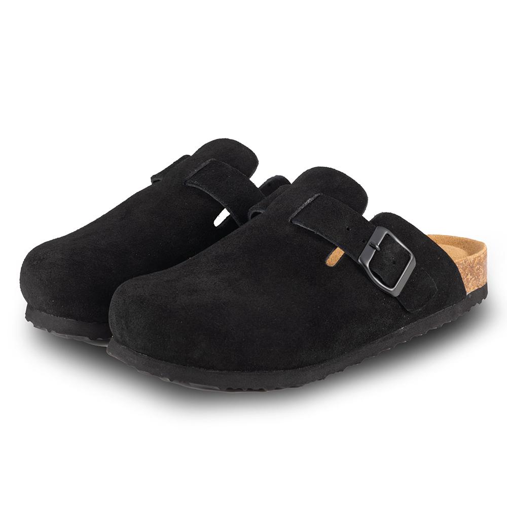 Fashion Kidmi Womens Suede Clogs Mens Leather Mules Cork Footbed Sandals with Arch Support Summer Beach Slippers Vacation Pool Slippers