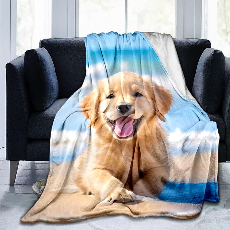 1PC Dog cute printed blanket, all season lightweight home office outdoor nap multifunctional blanket A7