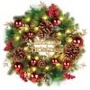 Christmas Decorations Set: LED String Lights Red Poinsettia Flowers Wreath Door Hanging Home Festive Interior
